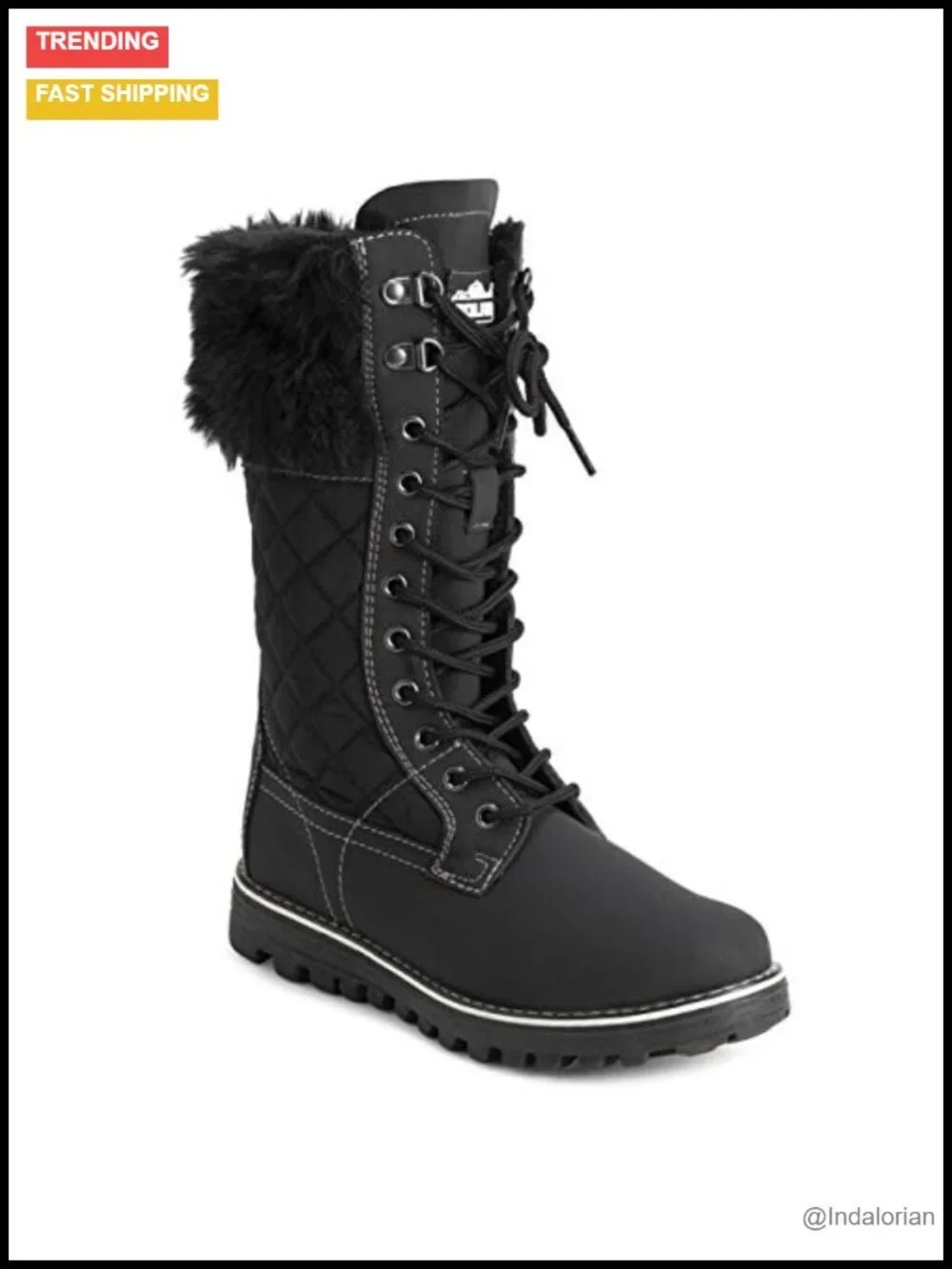 Faux Fur Lined Waterproof Snow Boots with Rubber Sole and Side Zipper